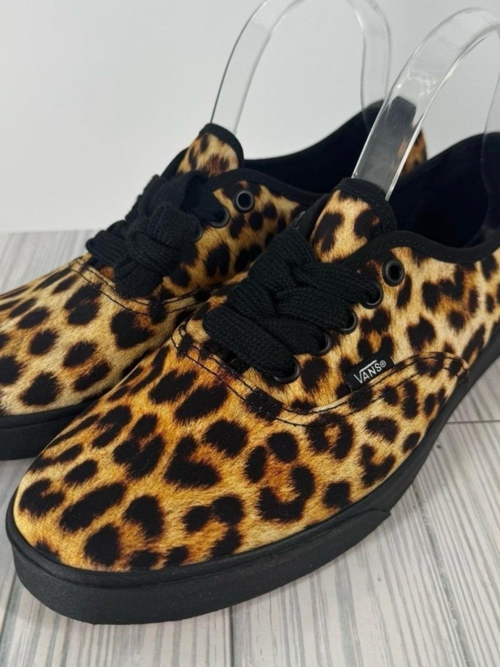 Vans Leopard Print Canvas Low-Top Sneakers - Black/Gold Brown
